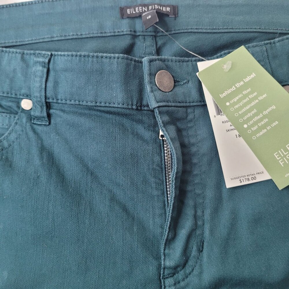 Eileen Fisher Women Aegean Organic Cotton Stretch Twill Skinny Jean Size 18 NWT - Picture 5 of 11